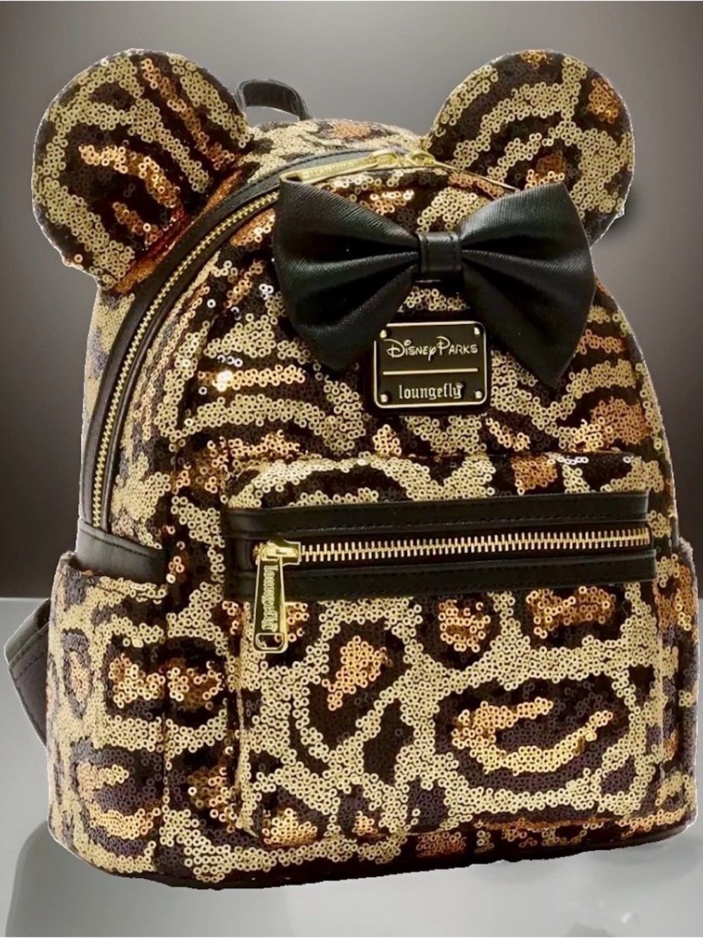NEW Disney Parks Loungefly Animal Kingdom Leopard Print Sequin Mini Backpack Bag